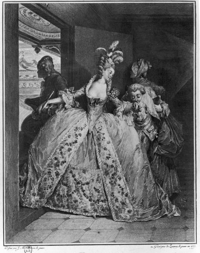 The Farewells, 1777, engraved by de Launey the Younger by Jean Michel the Younger Moreau